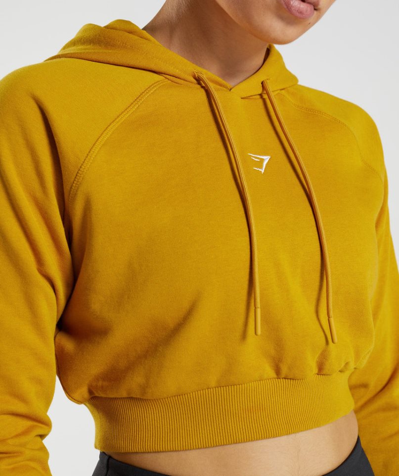 Women's Gymshark Training Cropped Hoodie Yellow | NZ 7IVRMT